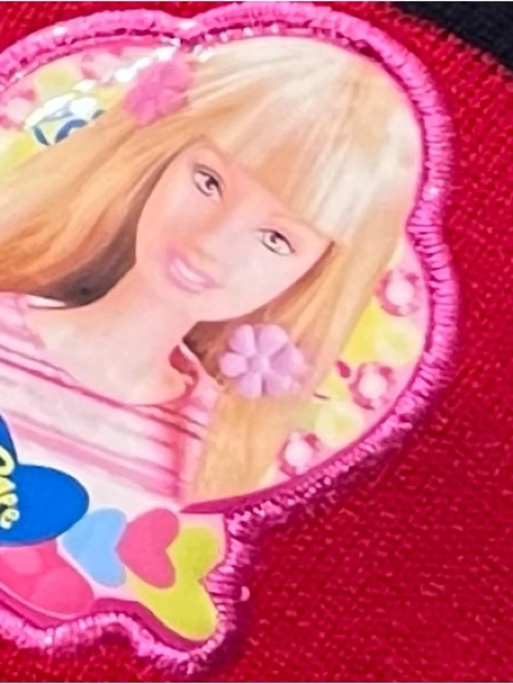 Super Star Barbie Girls Red & Black Knit Scarf and Beanie Hat Set